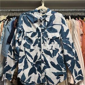 Burberry Blue and White Floral Shirt